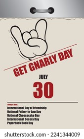 Calendario de despedida de varias páginas de estilo antiguo para julio - Get Gnarly Day