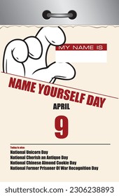 Old style multi-page tear-off calendar for April - Name Yourself Day