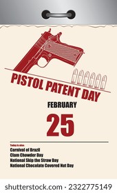 Alter Mehrseitenreißkalender für Februar - Pistolentag