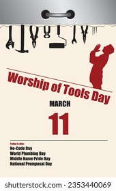 Old style multi-page tear-off calendar for March - Worship of Tools Day