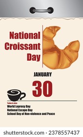 Old style multi-page tear-off calendar for National Croissant Day.