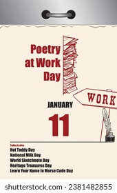Old style multi-page tear-off calendar for Poetry at Work Day