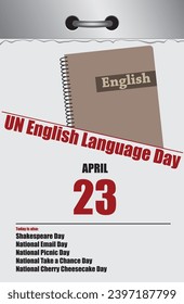 Old style multi-page tear-off calendar for April - UN English Language Day