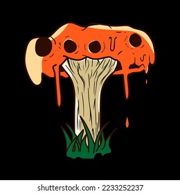 Old Style Mushroom Drawing Vector Illustration