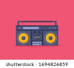 Old style music boombox flat vector music systems