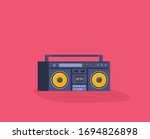 Old style music boombox flat vector music systems