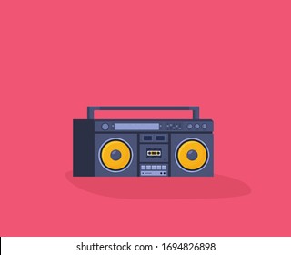 Old style music boombox flat vector music systems
