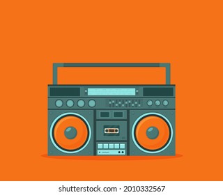 Old style music boombox flat vector music systems