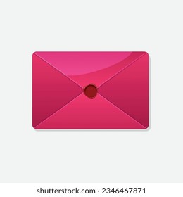 Old Style Pink color letter envelope Illustration, Vintage Style Envelope Seal Closed, Pink Love Letter sealed. 