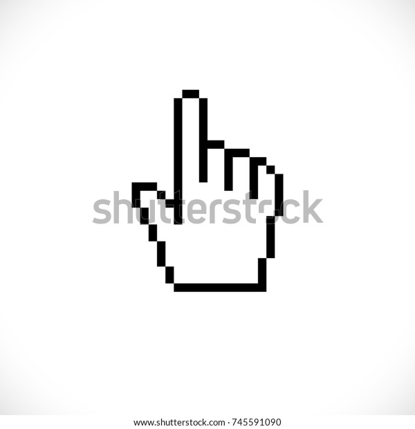 Old style pixel\
computer mouse cursor hand