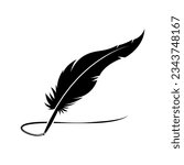 old style quill pen vector icon