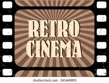 Old style. Retro cinema type font, vintage typography poster with sunbeams textured film and scratched background vector, EPS10. Brown palette