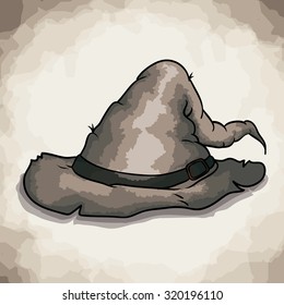 Old style retro Wizard Hat, Vector Illustration