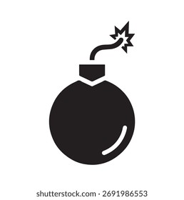 Old Style Round Bomb with Burning Fuse Hazard Icon