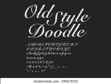 Old style script hand drawing alphabet set. Vector Illustration.