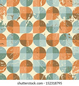 Old style seamless tiles mosaic, vector abstract background. Contain seamless grunge texture. 