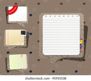 Old style speech bubbles with educational notepads