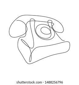 Old style telephone in continuous line art drawing style. Minimalistic black line sketch on white background. Vector illustration