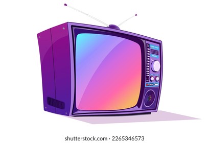 Old style television vector illustration. 80s technology. 90s TV set. Retro style 90s TV illustration.