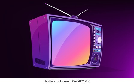 Old style television vector illustration. 80s technology. 90s TV set. Retro style 90s TV illustration.