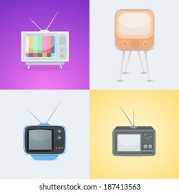 Old Style TV Icons Vector Illustration