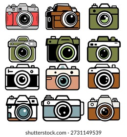 old style vector camera images hand drawn transparent illustration 