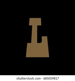 Old style vintage letter design. Hand crafted calligraphic sample. Letter L