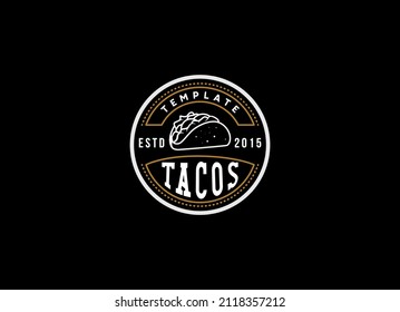 Old style and vintage tacos logo. Mexico Tacos Logo Design Template. 