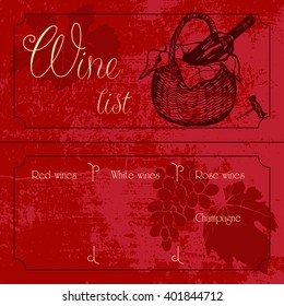 Old style wine collection card - grunge