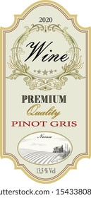 old style wine label. retro drawing logo, emdlem, vintage print. alcohol market/