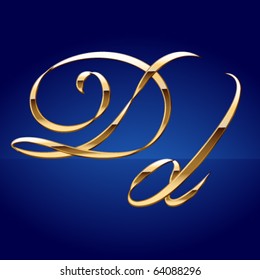 Old styled decorative characters of pure gold. Character d