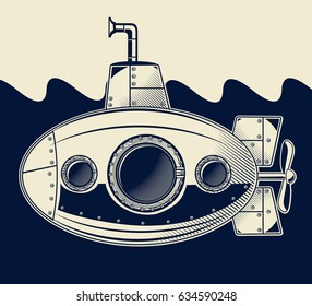Old submarine under the sea