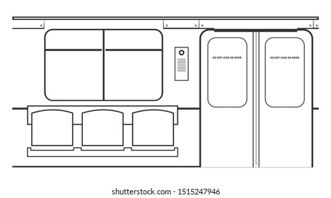 Antiguo interior de camión del metro. Ilustración vectorial.