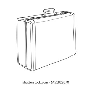 old Suitcase Luggage Retro Travel hand drawn cute line art vector illustration