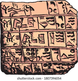 old Sumerian plate with cuneiform