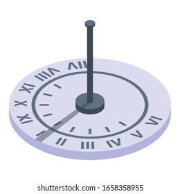 Old sundial icon. Isometric of old sundial vector icon for web design isolated on white background