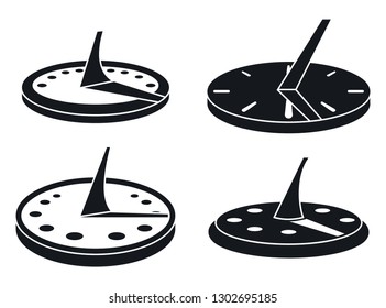 Old sundial icons set. Simple set of old sundial vector icons for web design on white background
