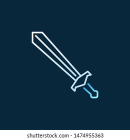 Old Sword vector colorful linear icon or sign on dark background