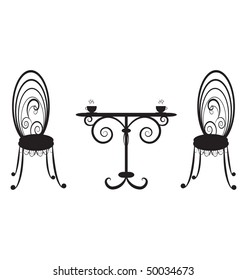 old table and two chairs