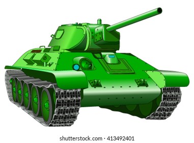 old tank on a white background