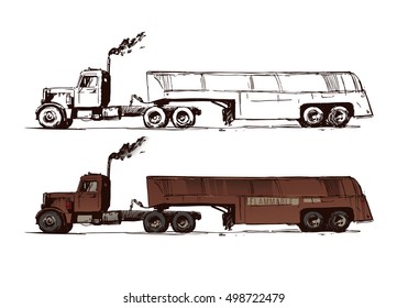 Old tanker truck.Side view