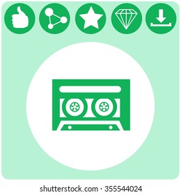 Old tape cassette vector icon.