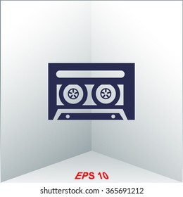 Old tape cassette vector icon.
