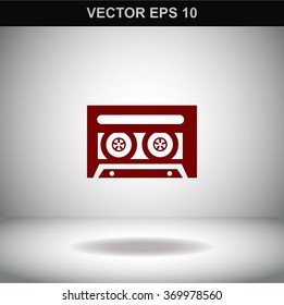 Old tape cassette vector icon.