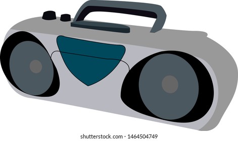Old tape recorder, illustration, vector on white background.