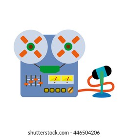 old tape recorder and a microphone