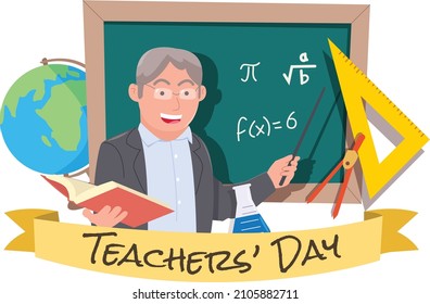 An old teacher is teaching physics in celebration of world teacher's day