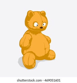 Old teddy bear, Vector illustration in flat, cartoon style isolated from the background, EPS 10