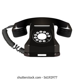 old telephone against white background, abstract vector art illustration