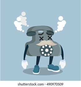 old telephone broken vector illustration design